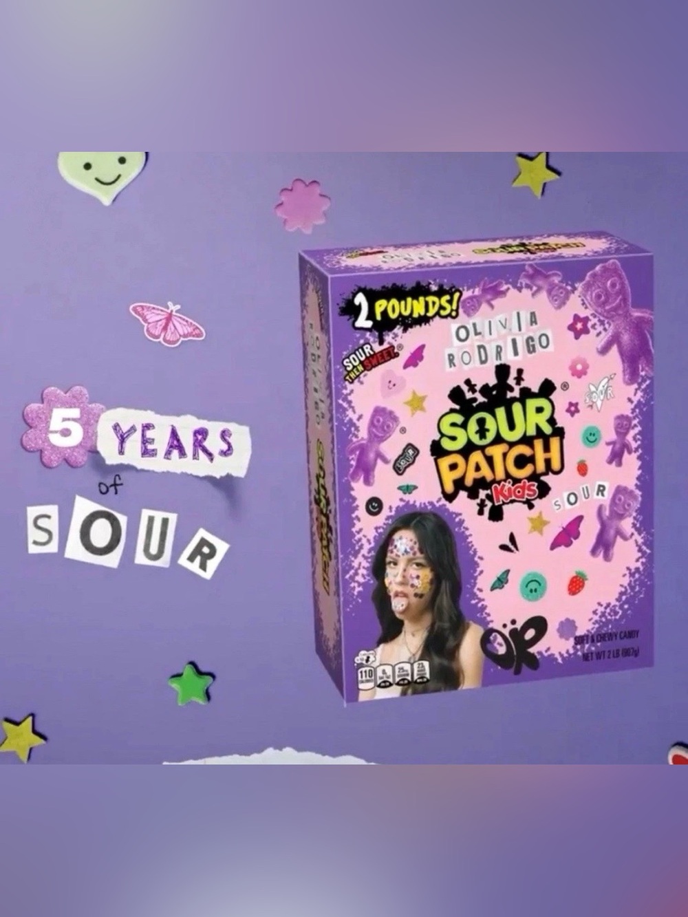 Olivia Rodrigo x Sour Patch Kids 2lb Box 5 Year Anniversary US Exclusive Limited